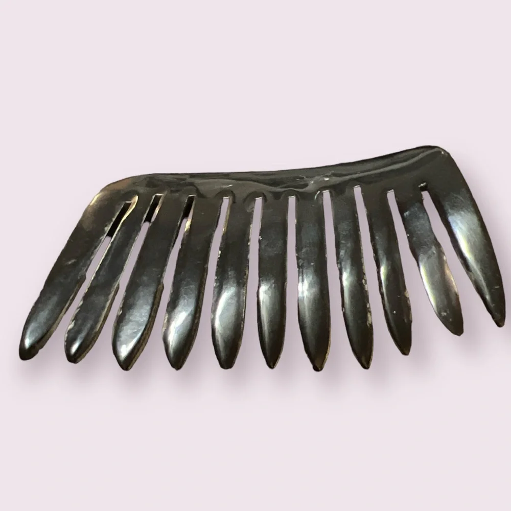 Vintage Hand Carved‎ Horn Hair Comb, Deadstock, Made in France, XL Hair Comb